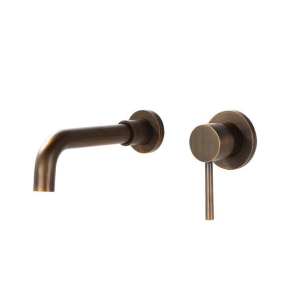 2 Hole Wall Mounted Faucet Brass Bathroom Sink Single Handle Tap Brushed Gold Basin Mixer Tap - 图片 3