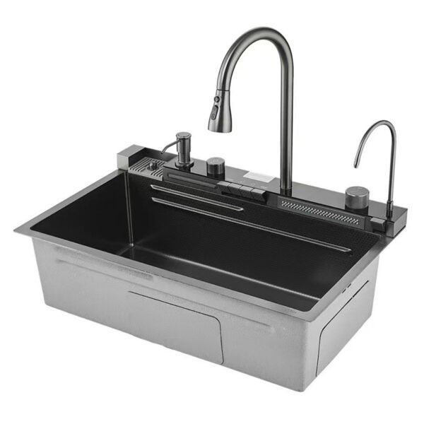 Waterfall Kitchen Sink with Whole Set Accessories SUS304 Stainless Steel Durable Multi Function Sink - 图片 4