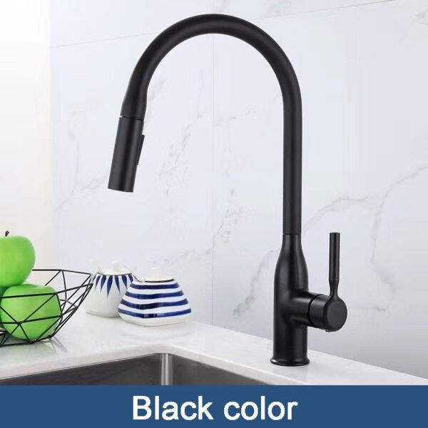 Hot Selling Gun Gray Copper Single Handle Pull Down Sink Kitchen Faucet With Extender Sprayer - 图片 4