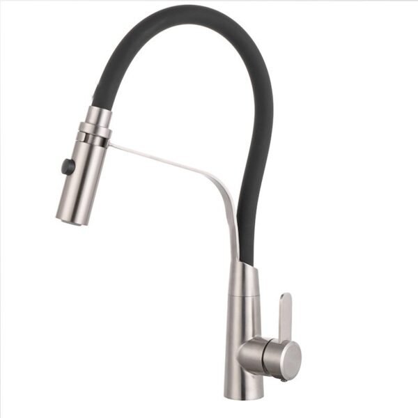 Copper Silicon Spout Universal Mixer Pull Out Kitchen Sink Tap Single Handle Pull Down Sprayer Rotatable Kitchen Faucet - 图片 7