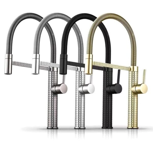 SUS304 Kitchen Spring Faucets with Pull Down 3 Function Sprayer Kitchen Taps
