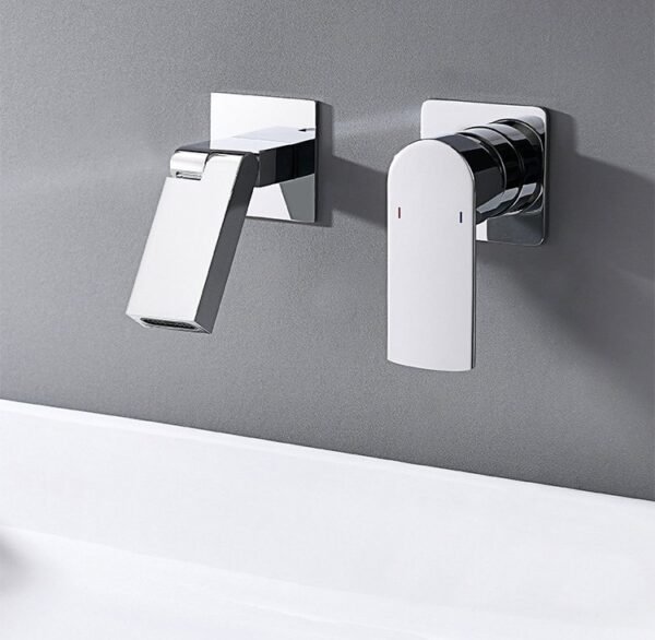 European Style Embedded Concealed Hot and Cold Water Waterfall Faucet Wall Mounted Mixer Brass Concealed Basin Mixer - 图片 2