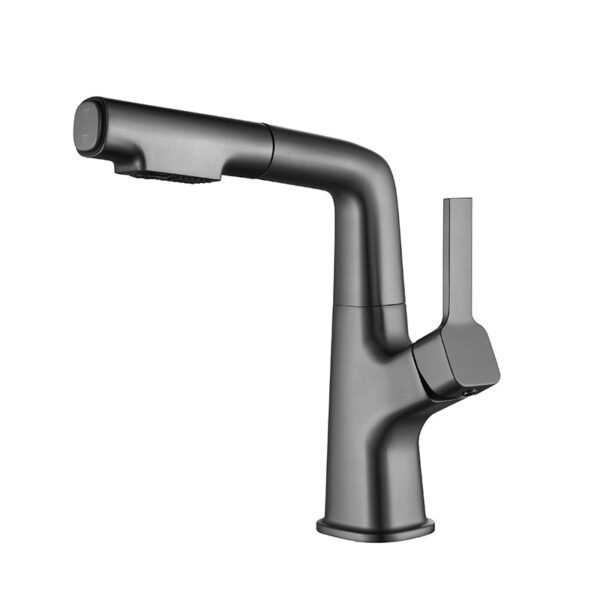 Gun Gray Stainless Steel Pull-out Faucet Kitchen Mixer for Basin