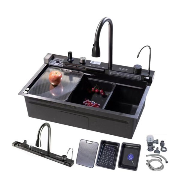 Waterfall Kitchen Sink with Whole Set Accessories SUS304 Stainless Steel Durable Multi Function Sink - 图片 2