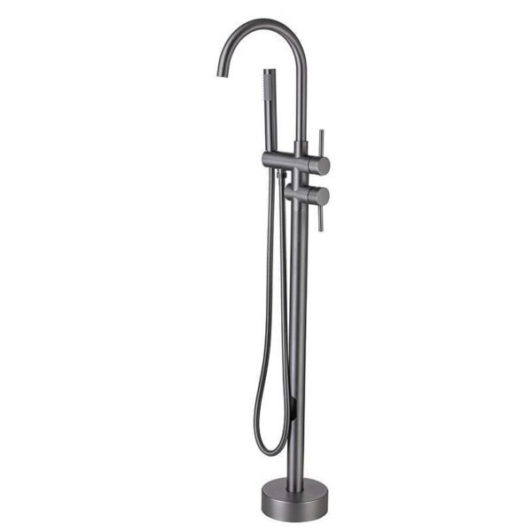 Brushed Gold Floor Mounted Tub Filler Shower Faucet Dual Handles Freestanding Bathtub Faucet Bathtub Shower Mixer Tap - 图片 5