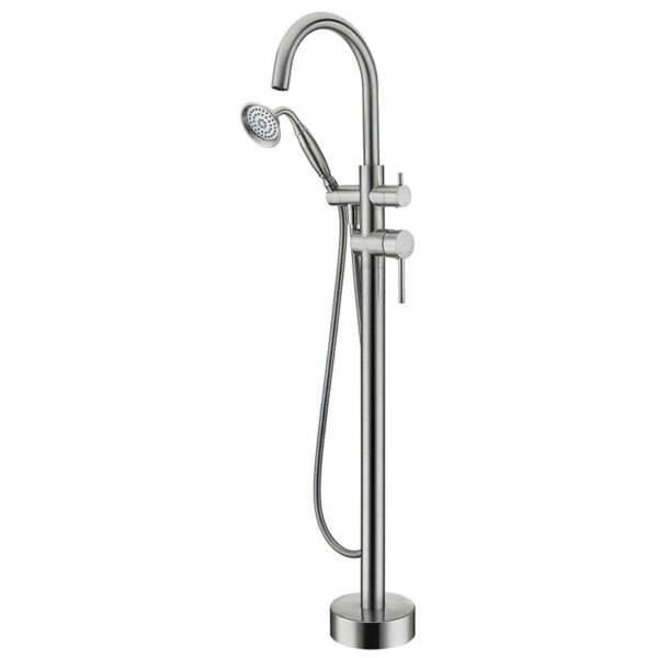 Brushed Gold Floor Mounted Tub Filler Shower Faucet Dual Handles Freestanding Bathtub Faucet Bathtub Shower Mixer Tap - 图片 3