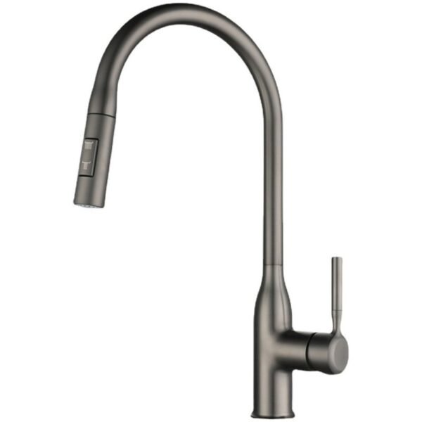 Hot Selling Gun Gray Copper Single Handle Pull Down Sink Kitchen Faucet With Extender Sprayer