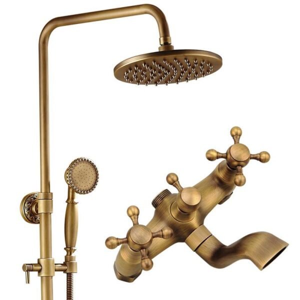 European Luxury Classic Antique Brass Shower Vintage Bathroom Shower Mixer