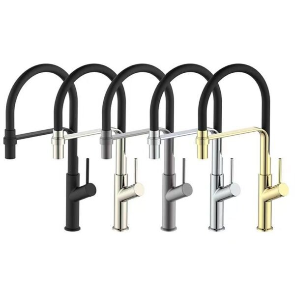 Flexible Universal Deck-Mounted Installation Kitchen Faucet Brass Pull Down Sink Mixer Cold Hot Water Tap - 图片 2