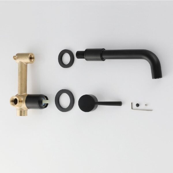 Bathroom Sink Faucet Wall Mounted Brass Brushed Gold Mixer Tap For Bathroom Basin Mixer - 图片 3