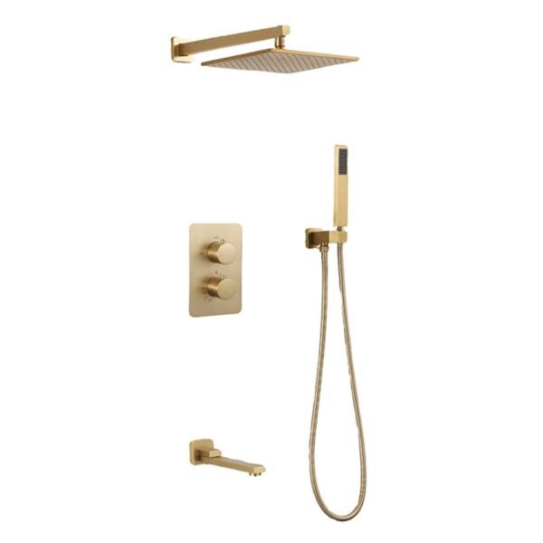 Brushed Gold Finish Shower Wall Mounted Concealed Bathroom Shower Tap